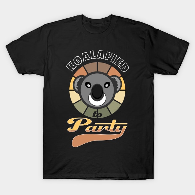 Koalafied To Party Koala Bear Retro Sunset T-Shirt by JaussZ